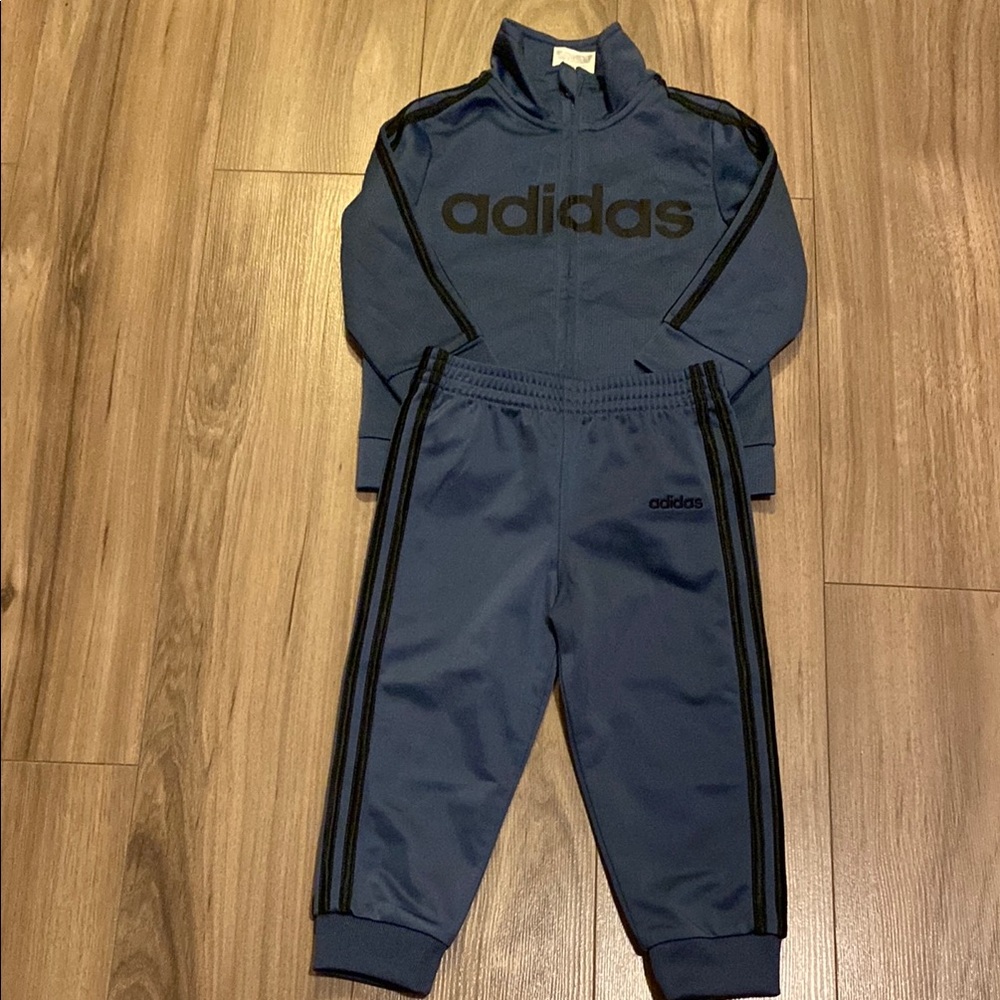 Adidas Navy Tracksuit with Black Stripes